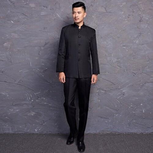 Men Suit 2019 Long Sleeve Chinese Tunic Suit Wedding Suits For Men Male Singer Stage Costumes Groom Suit Costume Homme SL1533
