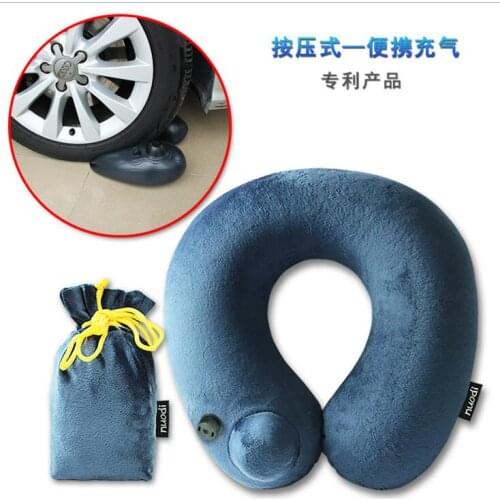 50sets Inflatable Airplane Sleep Pillows Neck Support Travel pillow Cervical Nap Pillows Air Cushion Cuscino Collo Aereo + Pouch