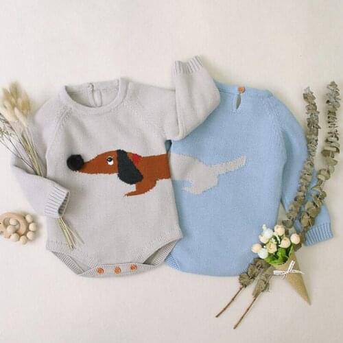 New 2020 Baby Boys Girls Rompers Clothes Autumn Winter Fox Infant Baby Boy Girl Kids Knitting Long Sleeve Rompers Clothes