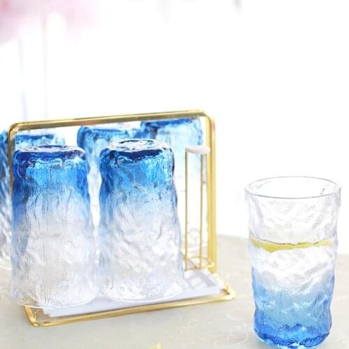 Wholesale sale Drinking Glass Party Cup Kitchen Bar Utensils Carved Style Round Creative home frosted texture bark grain glass