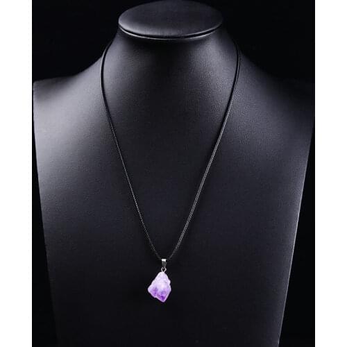Natural Uruguay Amethyst Rough Stone Pendant Energy Healing Gemstone Necklace Chakra Halo Amethyst Jewelry Birth Stone Necklace