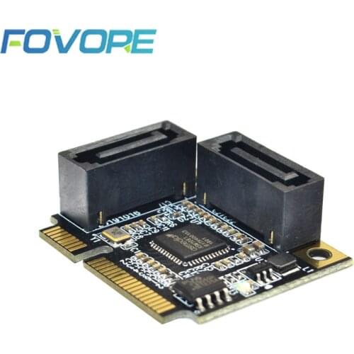 Add On Cards Mini PCI E PCI Express to 2 Ports SATA 3.0 Converter SSD HDD SATA3 Controller Expansion Card SATA Multiplier