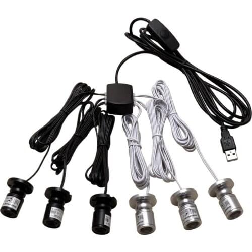 Dimmable USB 5V 1W LED Spot light Mini Lamp long cord for model display counter wine cabinet garage kit exhibition case shelf