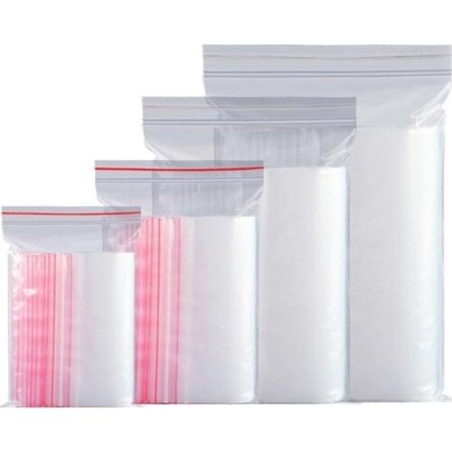 100pcs Clear Zip Lock Bag Plastic Packaging Pouches Sealing Zipper Plastic Bags Jewelry Food Ziplock Beads Spice Storage Bag