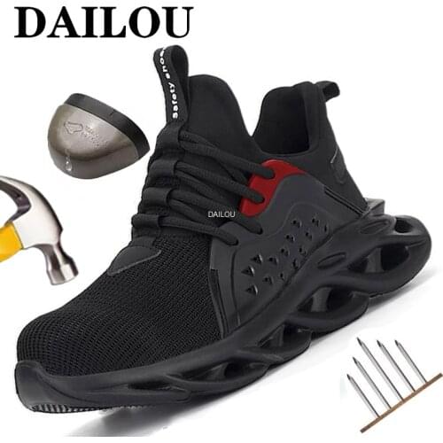 Dropshipping Mens Safety Shoes Men Boots Lightweight Safety Boots Steel Toe Anti-Smashing Work Boots Indestructible Shoes 2021
