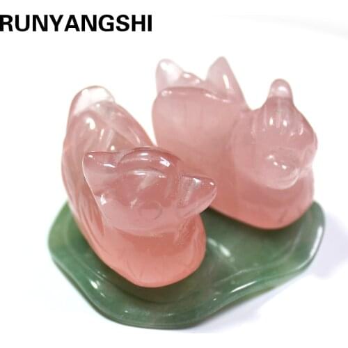 Runyangshi Rose quartz mandarin duck Natural stone carved Lover symbolize Figurine Green aventurine stand Chakra Reki Decoration