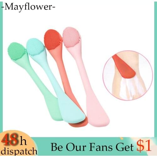 Facial Wash Brush Pore Cleaner Skincare Tool For Lotion Moisturizer Gel Mask Double-Ended Silicone Mask Brush Applicator Massage