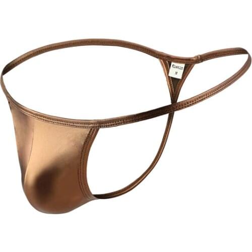 16 Styles Gay Thong G-string Shinny PU Leather Mens Bikini G-string T-back Underwear Men Erotic Penis Stage Thongs String Homme