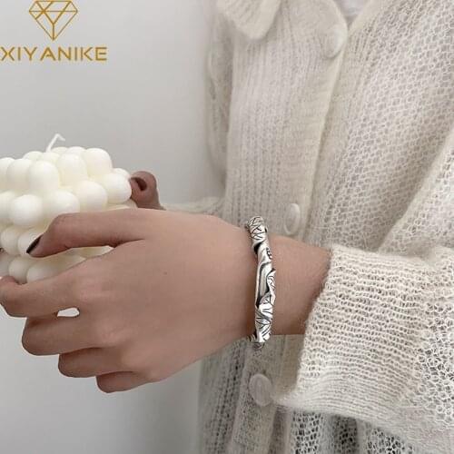 XIYANIKE 925 Sterling Silver Retro Lotus Bracelet Female Ethnic Style Unique Design Simple Temperament Adjustable Bracelet Gift