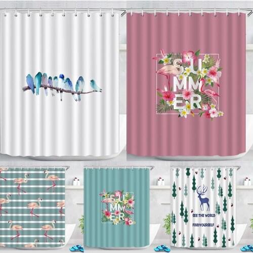 Flamingo Bathroom Curtain Animal Accessories for The Bathroom Shower Bath Curtains Waterproof Fabric Shower Decor for Bathroom