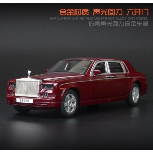 1: 32 Simulation ROLLS ROYCE Phantom Alloy Car Model Children Sound and Light Return Toy Car Boy Birthday Gift Red