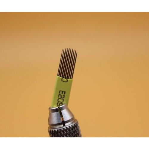 100 pcs 19 U Shape Double Line Microblading Tattoo Needles Eyebrow Blade For Permanent Makeup Double Rows Shading Eyebrow