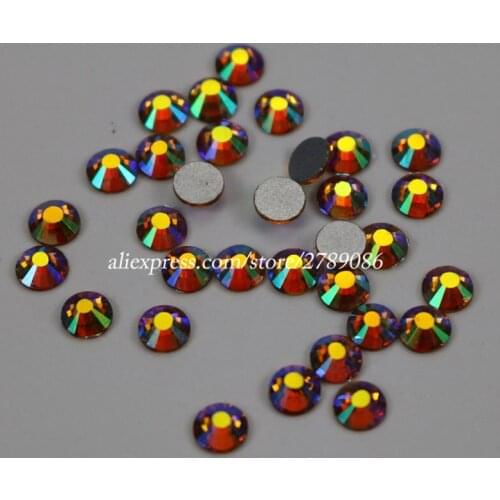 1440pcs/lot Topaz AB FlatBack Non HotFix Strass Nail art Rhinestone 3D Glass Round Crystal Stones For DIY Nails Decorations