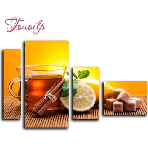 4pcs/set 5d Kitchen restaurant Diamond Painting Cross Stitch Pattern Diamond Embroidery Mosaic Full Drill Home Decor DIYPainting