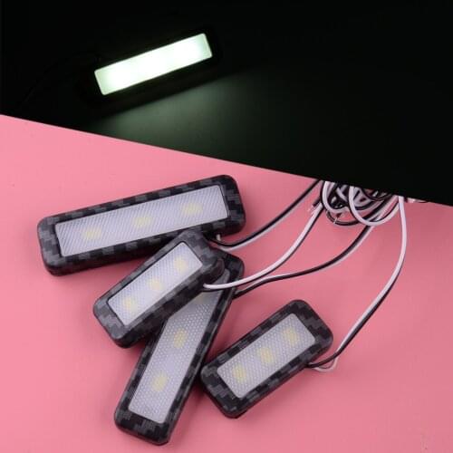 CITALL 12V 3W 4Pcs Universal Carbon Fiber Style Interior Door Handle Bowl White LED Ambient Atmosphere Light