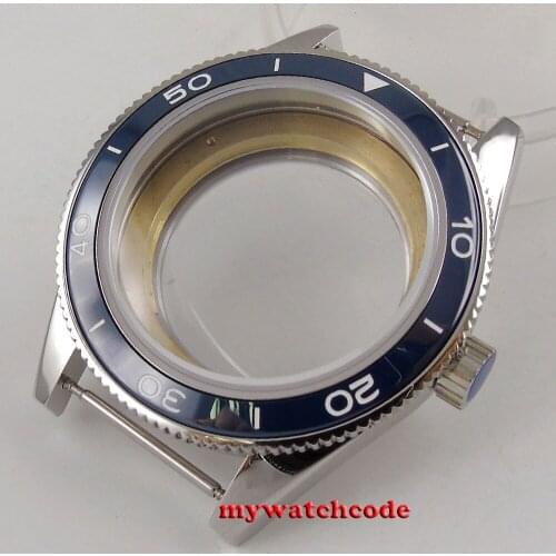 41mm blue ceramic bezel sapphire glass Watch Case fit ETA 2824 2836 MOVEMENT 140