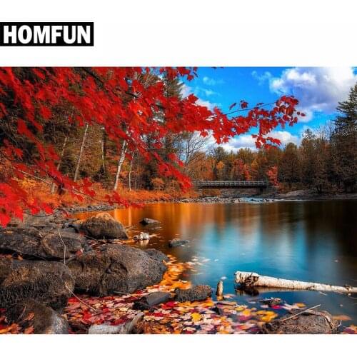 HOMFUN Full Square/Round Drill 5D DIY Diamond Painting "Autumn Scenic" Embroidery Cross Stitch 5D Home Decor Gift