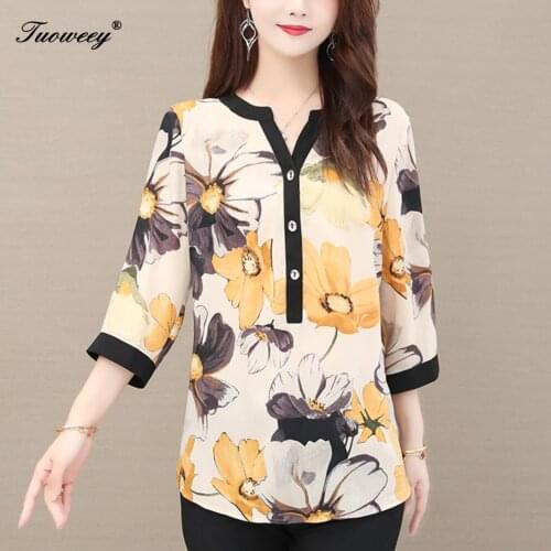 Blusas mujer de moda 2020 floral print chiffon blouse women tops camisas mujer chemisier femme womens tops and blouses