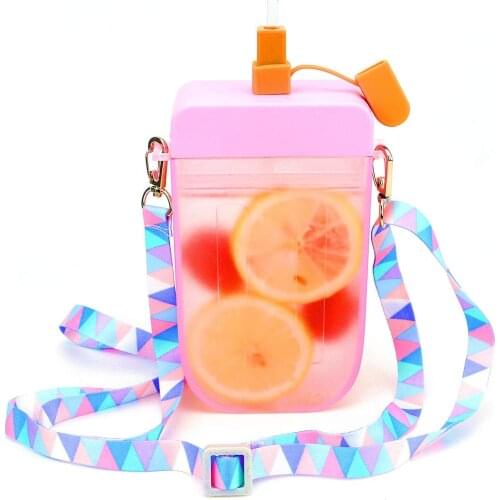 Ice Cream Water Bottle Creative Cute Kids Popsicle Leakproof Plastic Drink Water Jug With Straws for Outdoor Camping Sports