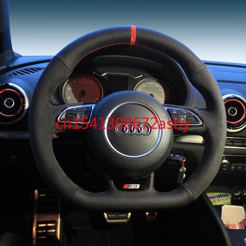 For Audi A4L A6L S3 S5 SQ5 RS5 RS7 DIY custom black suede steering wheel cover auto parts