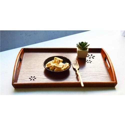 Wooden Serving Tray Tea Cutlery Trays Storage Pallet Fruit Plate Decoration Food Bamboo Rectangular