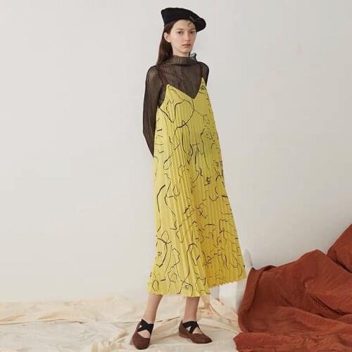 IRINAY122 2019 Summer New Collection original design print pleated dress long