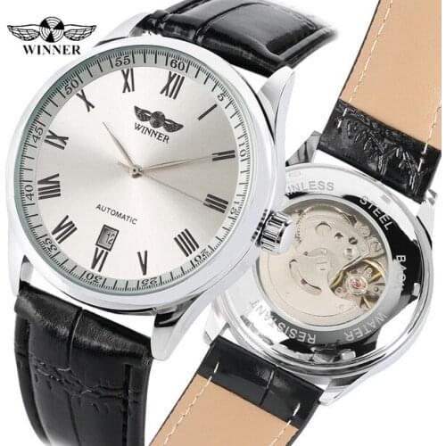 Mens Luxury Fashion Automatic Mechanic Watches Mechanical Watch for Teenagers Leather Band Classic Casual Watch Gift for Man