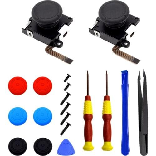 2-Pack Joycon Joystick 3D Analog Thumb Stick Replacement Kit for Nintendo Switch Include Screwdrivers Thumb Stick Caps