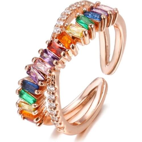 Bettyue Ingenious Design Charming Decoration For Female Ring With Rainbow Zirconia Adjustable Jewelry Gorgeous Gifts For Friends