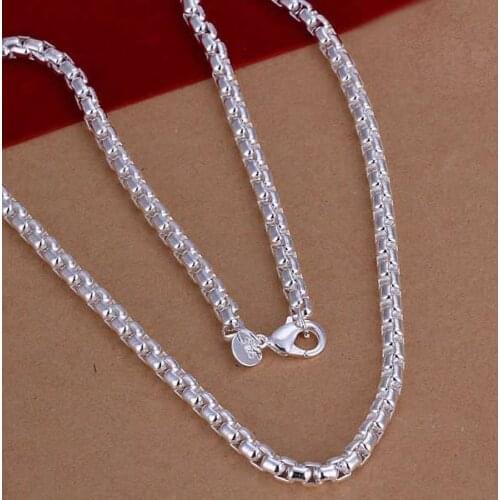 Hot Sale!!Free Shipping 925 Silver Necklace,Fashion Sterling Silver Jewelry Round Box Chain Necklace SMTN053