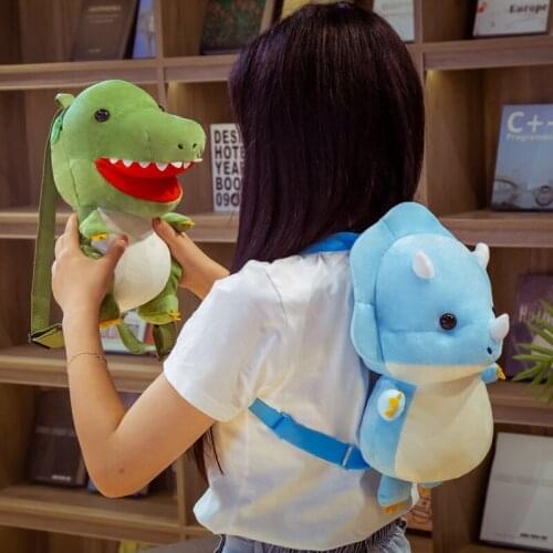 34cm Triceratops Doll Boys Girls Schoolbag Cute Tyrannosaurus Dinosaur Plush Backpack Kids Bag Soft Animals Toys Children Gift
