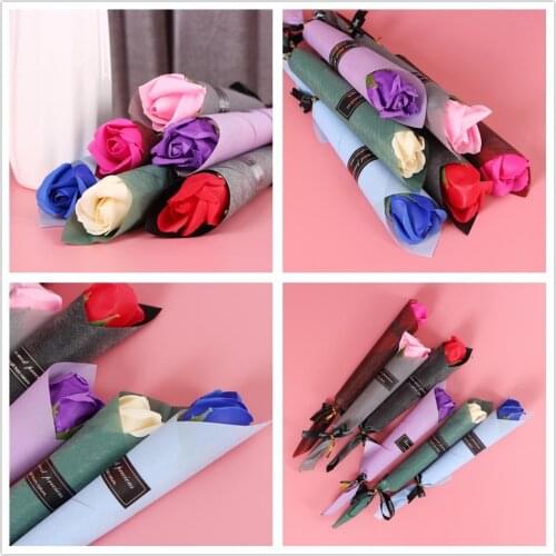 10pcs/lot Soap Rose Artificial Flower Girl Friend Valentines Day Gift Anniversary Flower Set Rose Soap Flower Wedding Decor