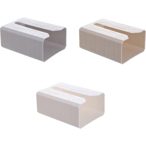 Wall Mount Tissue Holder, Adhesive Tissue Box Cover Dispenser Toilet Wipes Napkin Storage Organizer Shelf for Kitchen Bathroom