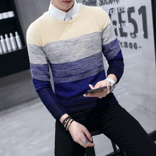 2018 New Spring and Autumn Fashion Casual Sweater O-Neck Slim Fit Knitting Mens Sweaters And Pullovers Men Pullover Men