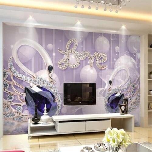 Beibehang Custom wallpaper 3d mural LOVE swan jewelry background wall living room bedroom wallpaper papel de parede 3d wallpaper