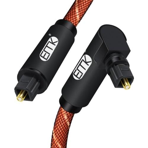 90 Degree Swivel Adjustable Right Angled Optical Audio Cable,EMK Rotatable TOSLINK Pulg Fiber Optic Cord for Blu-Ray