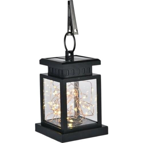 Outdoor Garden Solar Powered Hanging LED String Lights Flickering Candle Lantern Lamp for Garden Decorative