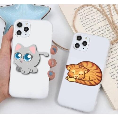 Zororong cartoon cute cat transparent Phone Case For iPhone 12 Mini 11 Pro XS Max X XR 7 8 Plus