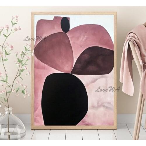 Hand Painted Oil Painting With Bright Red And Black Abstract Design Modern New Wall Picture For Restaurant Unframed Canvas Art