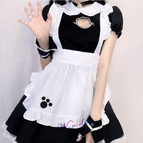 Sexy Black Cat Maid Outfit Girl Women Men Gothic Sweet Lolita Dress Fantasia Halloween Anime Cosplay Costume Plus Size XXXXL