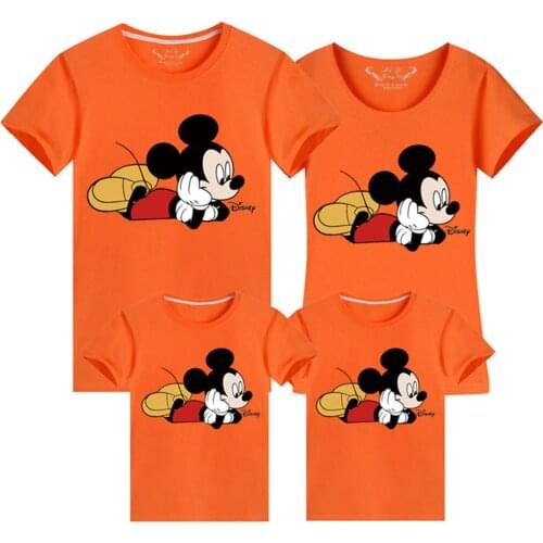 Family Matching Clothes Disney Mickey Mouse Tee Tops Dad Daughter Matching Outfits Shirts Family Look Clothes Dropship Tee Tops