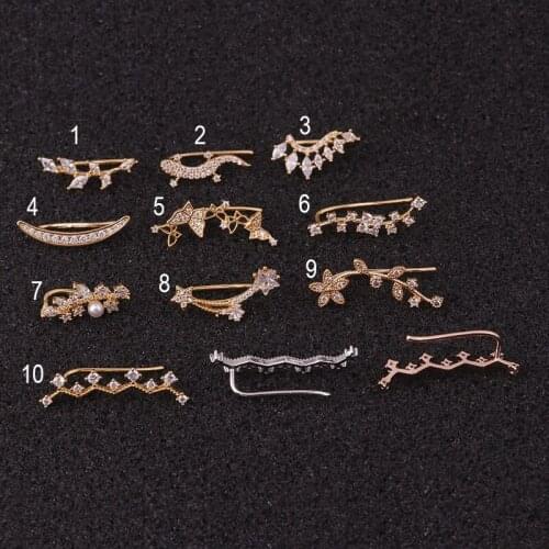 1Pc Fashion Flower Branches Steel Daith Stud Earring Ear Piercing Barbell CZ Horoscope Ear Tragus Daith Piercing Jewelry Gift