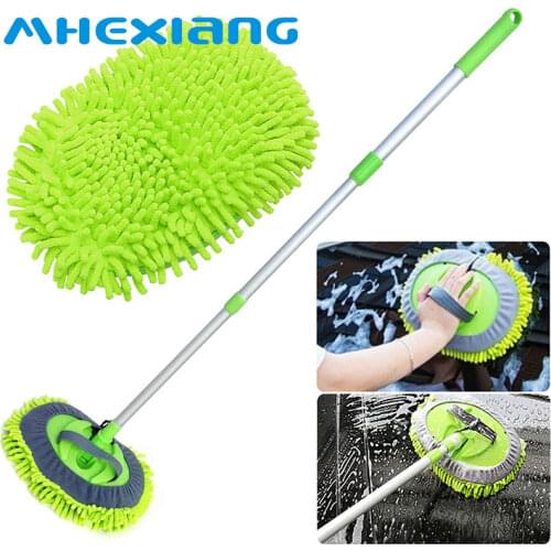 2 in 1 Car Cleaning Brush Three sectionTelescoping Long Handle Car Wash Brush Chenille Broom Mop Kit Tool Accessories wholesale