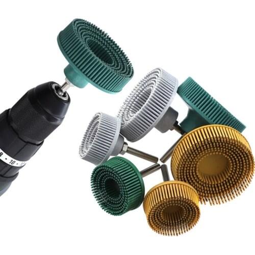 4pcs 2Inch Polishing Wheels Grit Bristle Disc Grit Emery Rubber Abrasive Brush with 1/4" Shank For Polishing Aluminum Hard Metal