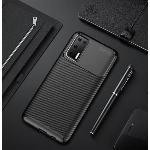 Siliocne Carbon Fiber Case Cover For Huawei P40 Lite 4G Cover Soft Bumper For Huawei P30 P40 Lite E 4G 5G P30 P40 Pro Plus Phone