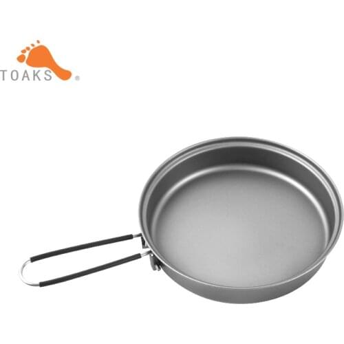 TOAKS Titanium Frying Pan Cookware Set With Folding Handle Diameter Eco-friendly Ultraight Titanium Pan 145mm