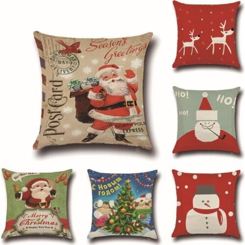 Hap-deer Cushion Cover Christmas Festival Animal 45X45cm Happy Birthday deer PillowCase New Year Gift Bedroom Sofa Decoration