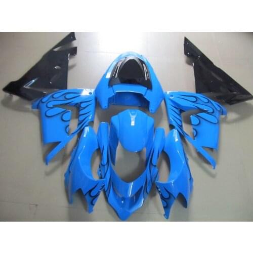 High quality ABS plastic Fairing kits for Kawasaki ZX10R 2004 2005 NINJA ZX-10R 04 05 black flames in blue fairings set YV52