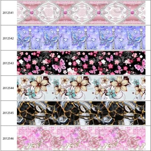 Bling Jewelry Butterfly Flower Ribbon Printed Grosgrain/Satin Type 10Yards