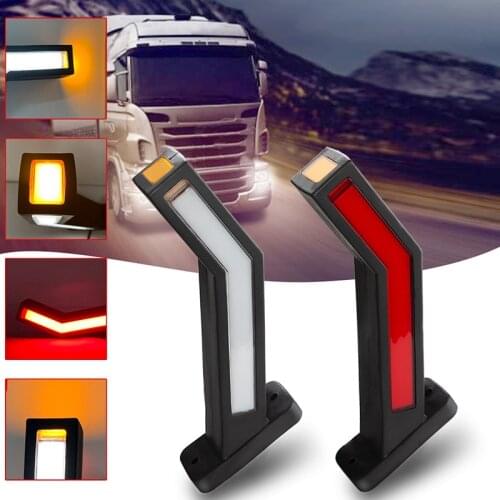1 Pair 33LED Light Guide Side Light for Trailer Universal Side Marker Light 12V 24V Trailer Truck Waist Lamp Side Marker LED